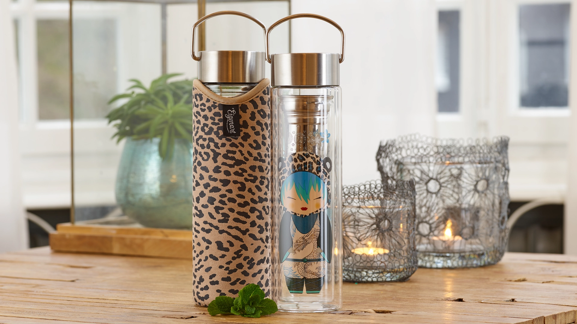 Glastrinkflasche Little Animals Design